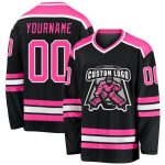 Custom Black Pink and White Hockey Jersey for Men and Women Custom Black Pink-White Hockey Jersey