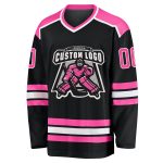 Custom Black Pink and White Hockey Jersey for Men and Women Custom Black Pink-White Hockey Jersey - Image 2