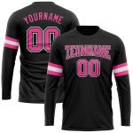 Custom Long Sleeve Performance T-Shirt in Black Pink-White Custom Black Pink-White Long Sleeve Performance T-Shirt