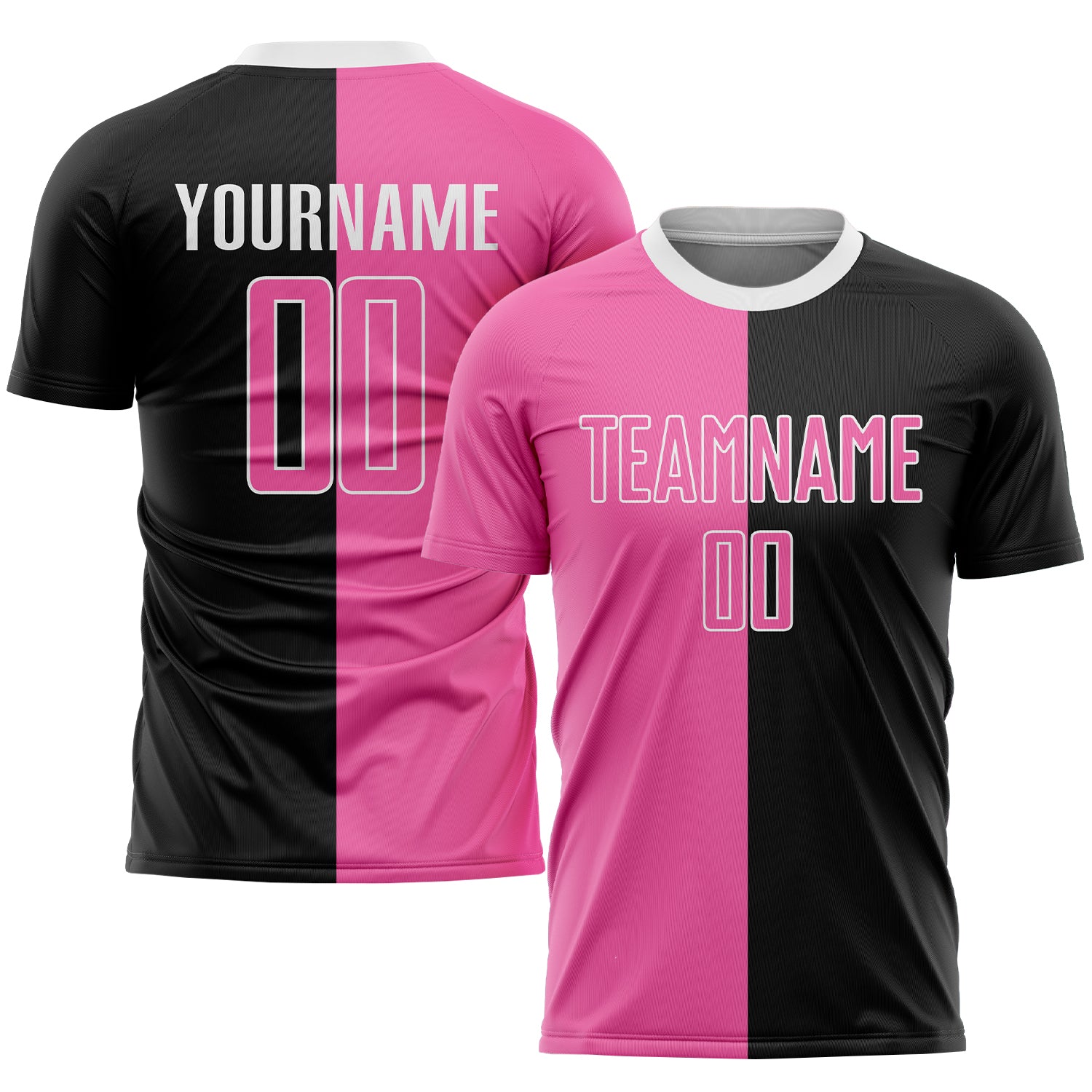 Custom Black Pink-White Sublimation Split Fashion Soccer Uniform Jersey Custom Black Pink White Sublimation Soccer Uniform Jersey - Split Design Fashion Gear Custom Black Pink-White Sublimation - Image 1