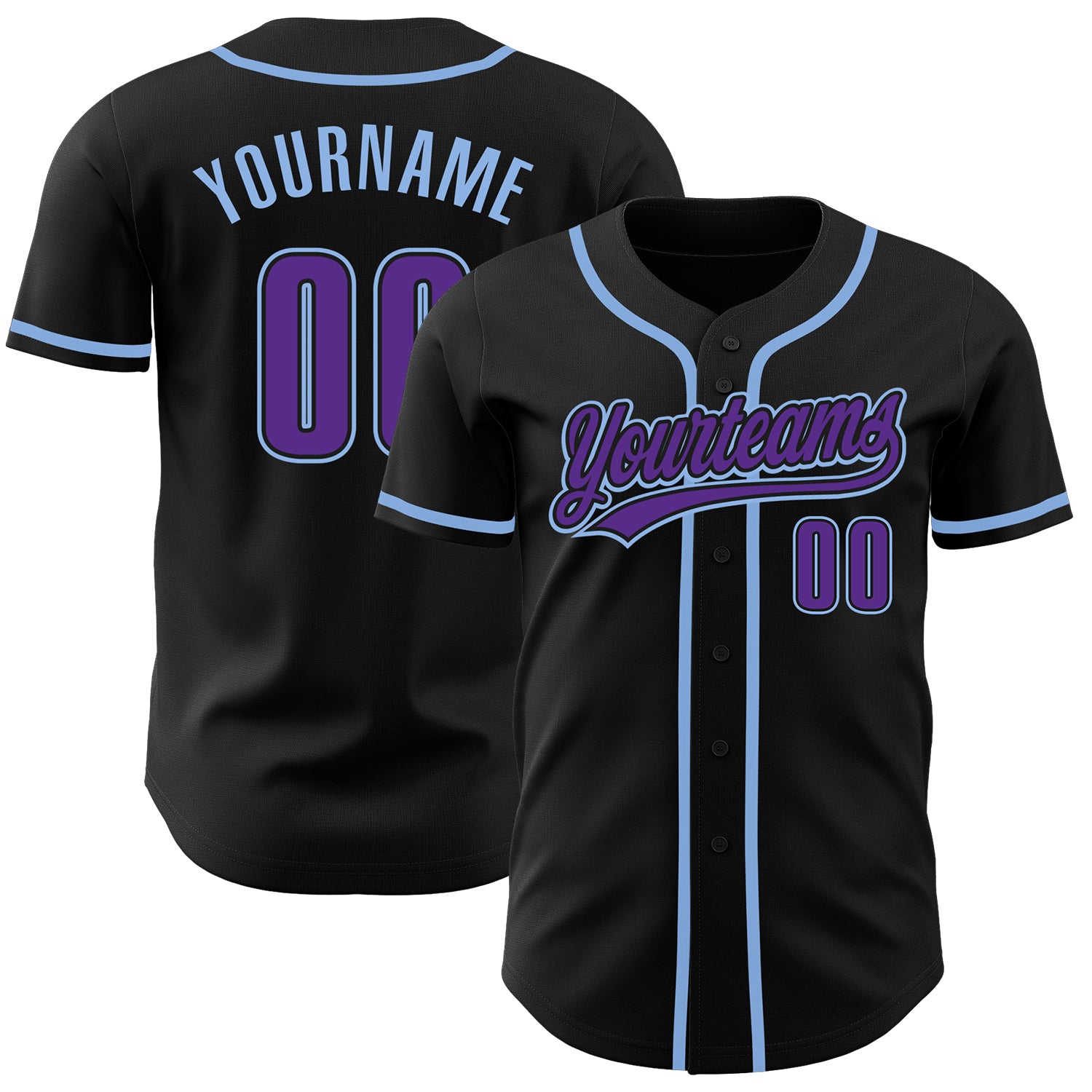 Custom Black Purple Light Blue Baseball Jersey - Authentic Design for Fans Custom Black Purpe-Light Blue Authentic Baseball
