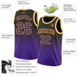 Custom Fade Basketball Jersey - Authentic Black Purple Gold Design Custom Black Purple-Gold Authentic Fade Fashion Basketball - Image 2