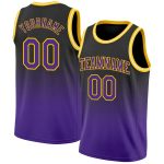Custom Fade Basketball Jersey - Authentic Black Purple Gold Design Custom Black Purple-Gold Authentic Fade Fashion Basketball