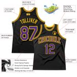 Custom Black Purple Gold Basketball Jersey - Authentic Throwback Design Custom Black Purple-Gold Authentic Throwback Basketball - Image 2
