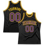 Custom Black Purple Gold Basketball Jersey - Authentic Throwback Design Custom Black Purple-Gold Authentic Throwback Basketball