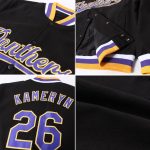 Custom Black Purple Gold Bomber Jacket for Men Women, Full-Snap Varsity Letterman Style Custom Black Purple-Gold Bomber Full-Snap - Image 2