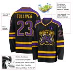 Custom Black Purple Gold Hockey Jersey for Men and Women - Personalized Sports Apparel Custom Black Purple-Gold Hockey Jersey - Image 3