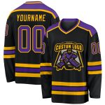 Custom Black Purple Gold Hockey Jersey for Men and Women - Personalized Sports Apparel Custom Black Purple-Gold Hockey Jersey