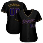 Custom Black and Purple Authentic Baseball Jersey - Old Gold Style 6062 Custom Black Purple-Old Gold Authentic Baseball Jersey - Image 2