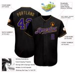 Custom Black and Purple Authentic Baseball Jersey - Old Gold Style 6062 Custom Black Purple-Old Gold Authentic Baseball Jersey - Image 3