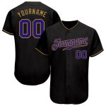 Custom Black and Purple Authentic Baseball Jersey - Old Gold Style 6062 Custom Black Purple-Old Gold Authentic Baseball Jersey