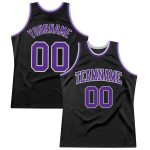 Custom Basketball Jersey - Authentic Black Purple Silver Gray Throwback Design Custom Black Purple-Silver Gray Authentic