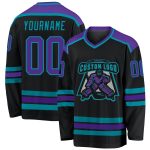 Custom Hockey Jersey Black Purple Teal | Personalized Ice Hockey Uniform Custom Black Purple-Teal Hockey Jersey