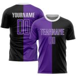 Custom Black Purple White Sublimation Soccer Jersey Fashion Uniform Outfit Custom Black Purple-White Sublimation Split Fashion