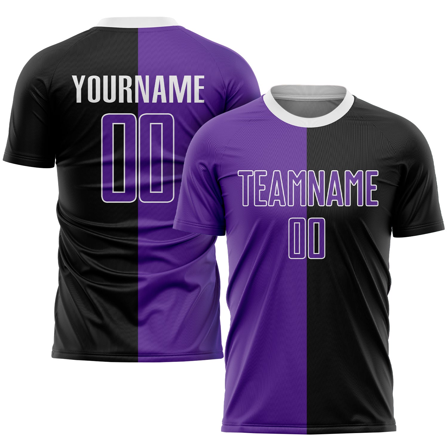 Custom Black Purple White Sublimation Soccer Jersey Fashion Uniform Outfit Custom Black Purple-White Sublimation Split Fashion