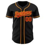 Custom Black Red Gold Baseball Jersey - Authentic Design for Fans and Players Custom Black Red-Gold Authentic Baseball Jersey - Image 2