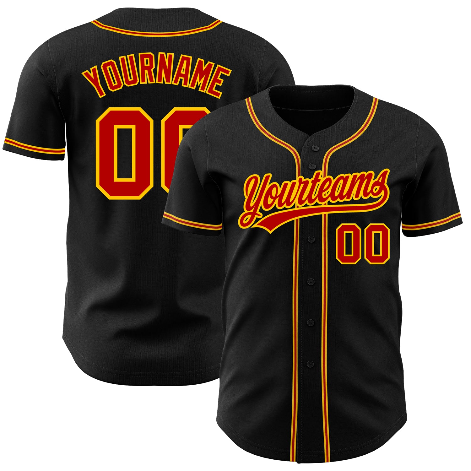Custom Black Red Gold Baseball Jersey - Authentic Design for Fans and Players Custom Black Red-Gold Authentic Baseball Jersey