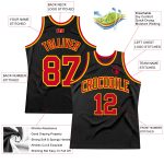 Custom Black Red Gold Basketball Jersey - Authentic Throwback Design Custom Black Red-Gold Authentic Throwback Basketball - Image 2