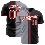 Custom Authentic Fade Fashion Baseball Jersey - Black Red Gray White Design Custom Black Red Gray-White Authentic Fade Fashion