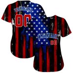 Custom 3D Distressed American Flag Baseball Jersey - Black Red Royal White Authentic Design Custom Black Red Royal-White - Image 2