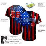 Custom 3D Distressed American Flag Baseball Jersey - Black Red Royal White Authentic Design Custom Black Red Royal-White - Image 3