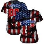 3D Eagle American Flag Baseball Jersey Custom Black Red Royal White Design Custom Black Red Royal-White 3D Eagle American - Image 2
