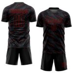 Custom Sublimation Soccer Jersey - Black Red Design, Personalized Uniform Custom Black Red Sublimation Soccer Uniform Jersey - Image 2