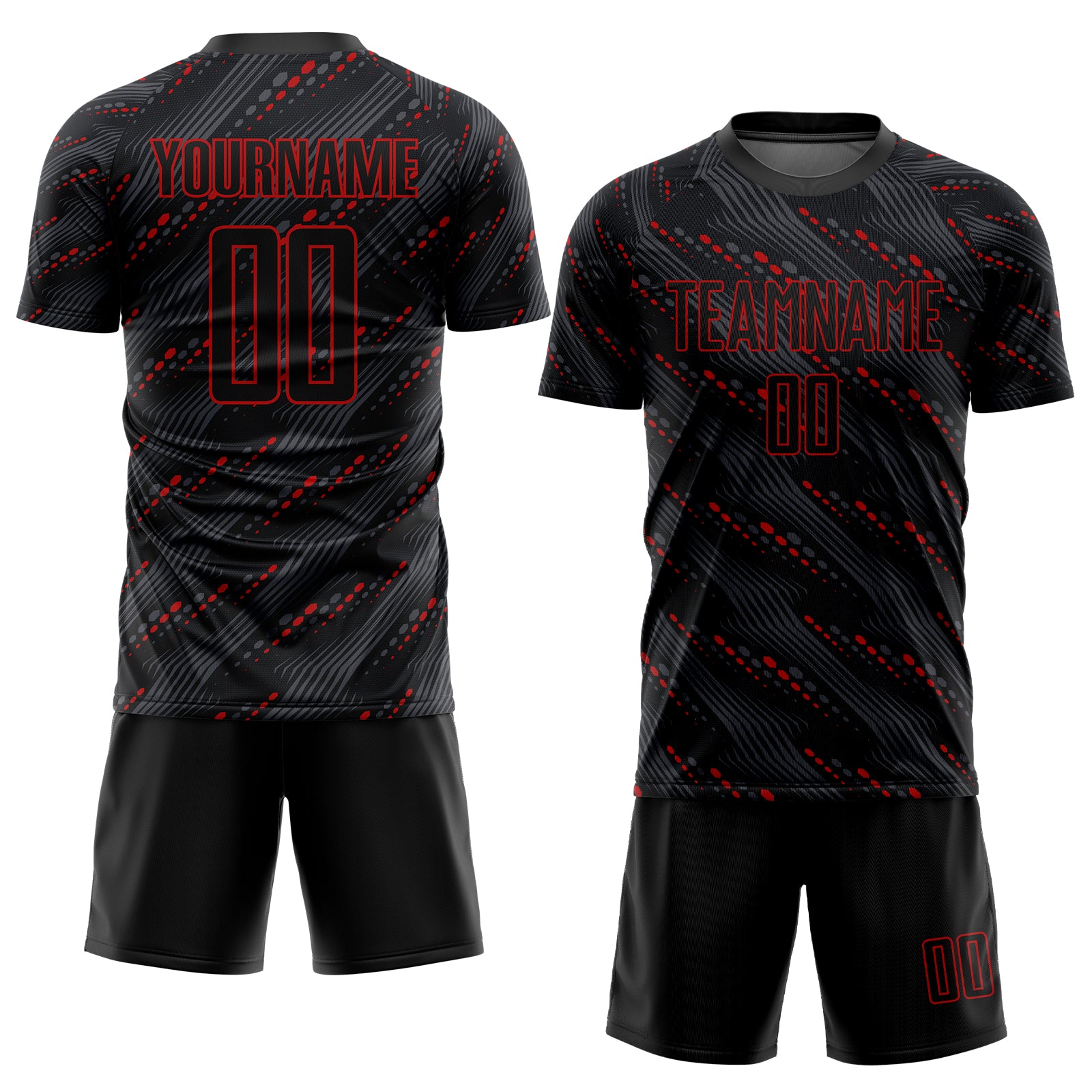 Custom Black Red Sublimation Soccer Uniform Jersey Custom Sublimation Soccer Jersey - Black Red Design, Personalized Uniform Custom Black Red Sublimation Soccer Uniform Jersey - Image 2