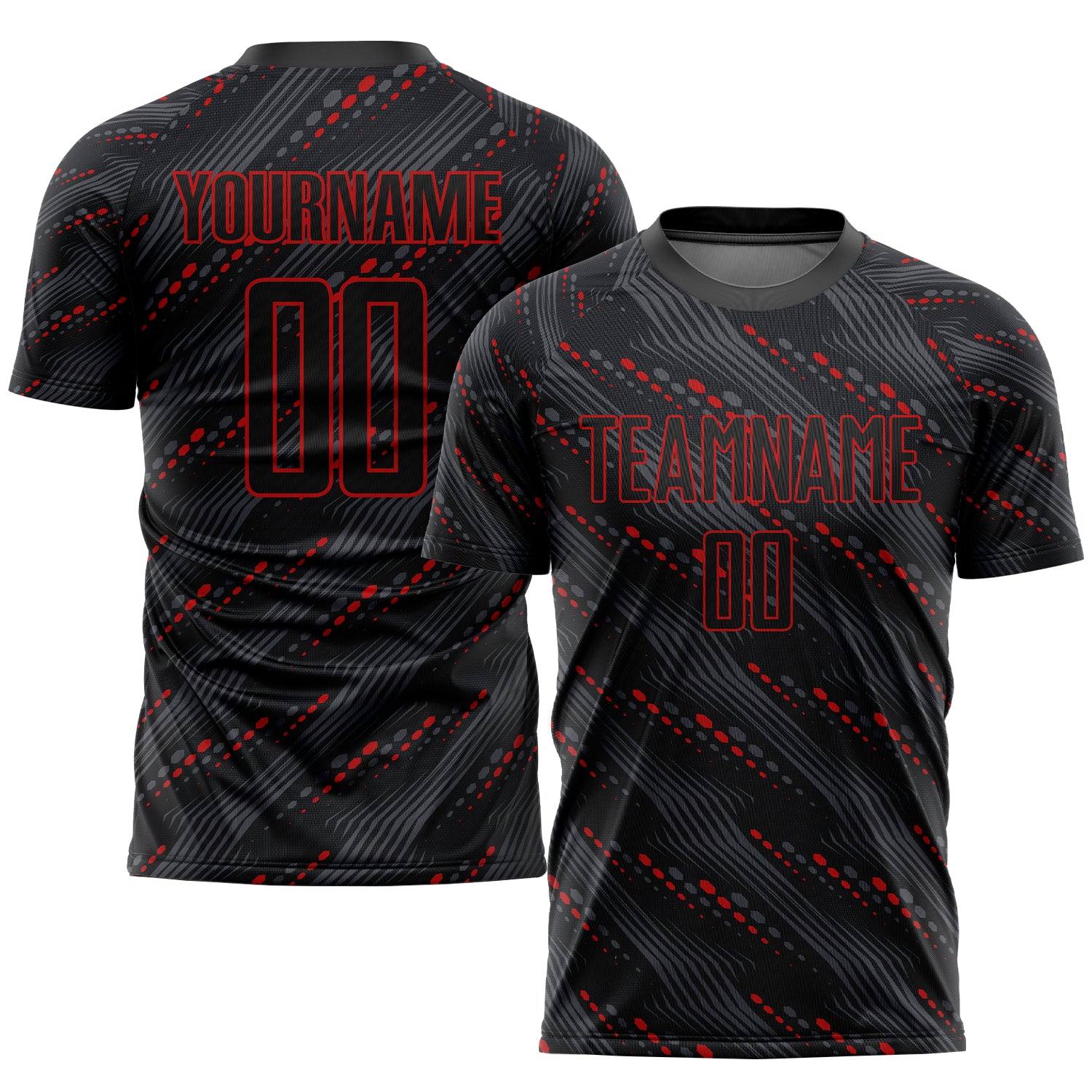 Custom Black Red Sublimation Soccer Uniform Jersey Custom Sublimation Soccer Jersey - Black Red Design, Personalized Uniform Custom Black Red Sublimation Soccer Uniform Jersey - Image 1