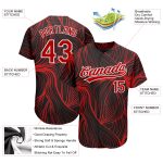 Custom 3D Pattern Baseball Jersey - Authentic Black Red White Design Custom Black Red-White 3D Pattern Design Authentic Baseball - Image 3