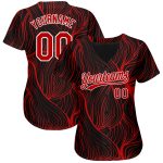 Custom 3D Pattern Baseball Jersey - Authentic Black Red White Design Custom Black Red-White 3D Pattern Design Authentic Baseball - Image 2