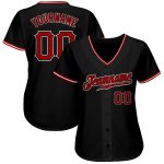 Custom Black Red White Authentic Baseball Jersey for Men Style 4519 Custom Black Red-White Authentic Baseball Jersey Style - Image 2
