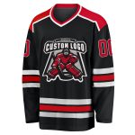 Custom Hockey Jersey Black Red White - Personalized Team Jersey Custom Black Red-White Hockey Jersey - Image 2