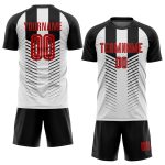 Custom Soccer Uniform Jersey Black Red White Sublimation Style 4126 Custom Black Red-White Sublimation Soccer Uniform Jersey - Image 2