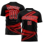 Custom Soccer Uniform Jersey Black Red White Sublimation Style 9260 Custom Black Red-White Sublimation Soccer Uniform Jersey