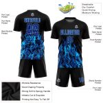 Custom Black Royal-Light Blue Flame Soccer Jersey Uniform - Sublimation Design Custom Black Royal-Light Blue Flame Sublimation - Image 3