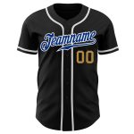 Black Royal-Old Gold Authentic Baseball Jersey Custom Style 7530 - Personalized Jersey for Fans Custom Black Royal-Old Gold - Image 2