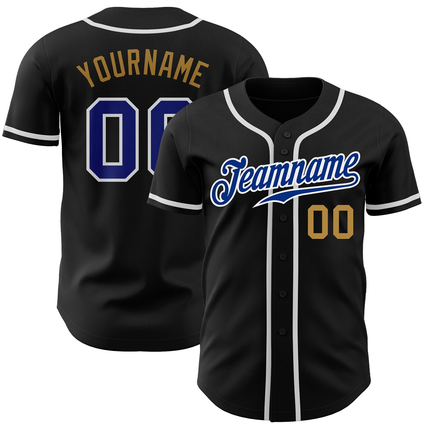 Black Royal-Old Gold Authentic Baseball Jersey Custom Style 7530 - Personalized Jersey for Fans Custom Black Royal-Old Gold