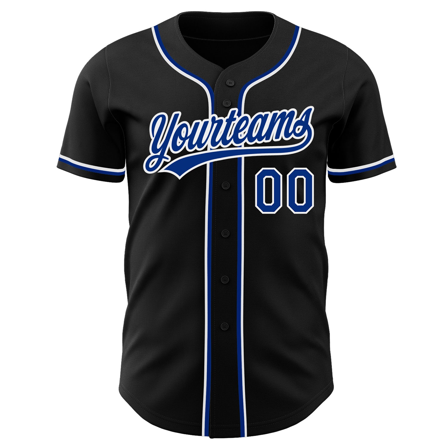 Custom Black Royal-White Authentic Baseball Jersey Custom Black White Authentic Baseball Jersey - Personalized Team Apparel Custom Black Royal-White Authentic Baseball Jersey - Image 2