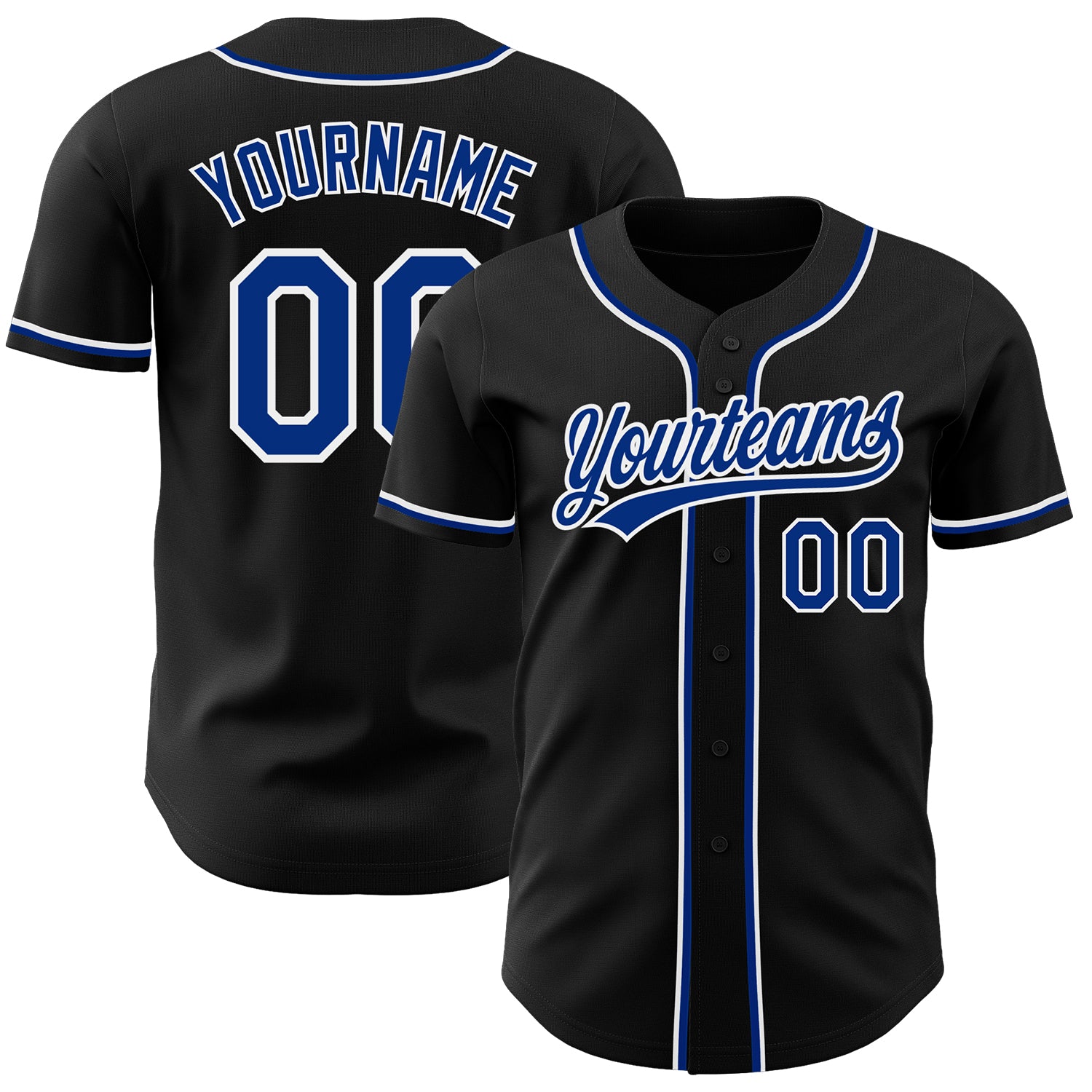Custom Black Royal-White Authentic Baseball Jersey Custom Black White Authentic Baseball Jersey - Personalized Team Apparel Custom Black Royal-White Authentic Baseball Jersey - Image 1