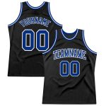 Custom Black White Authentic Throwback Basketball Jersey - Royal Design Custom Black Royal-White Authentic Throwback Basketball