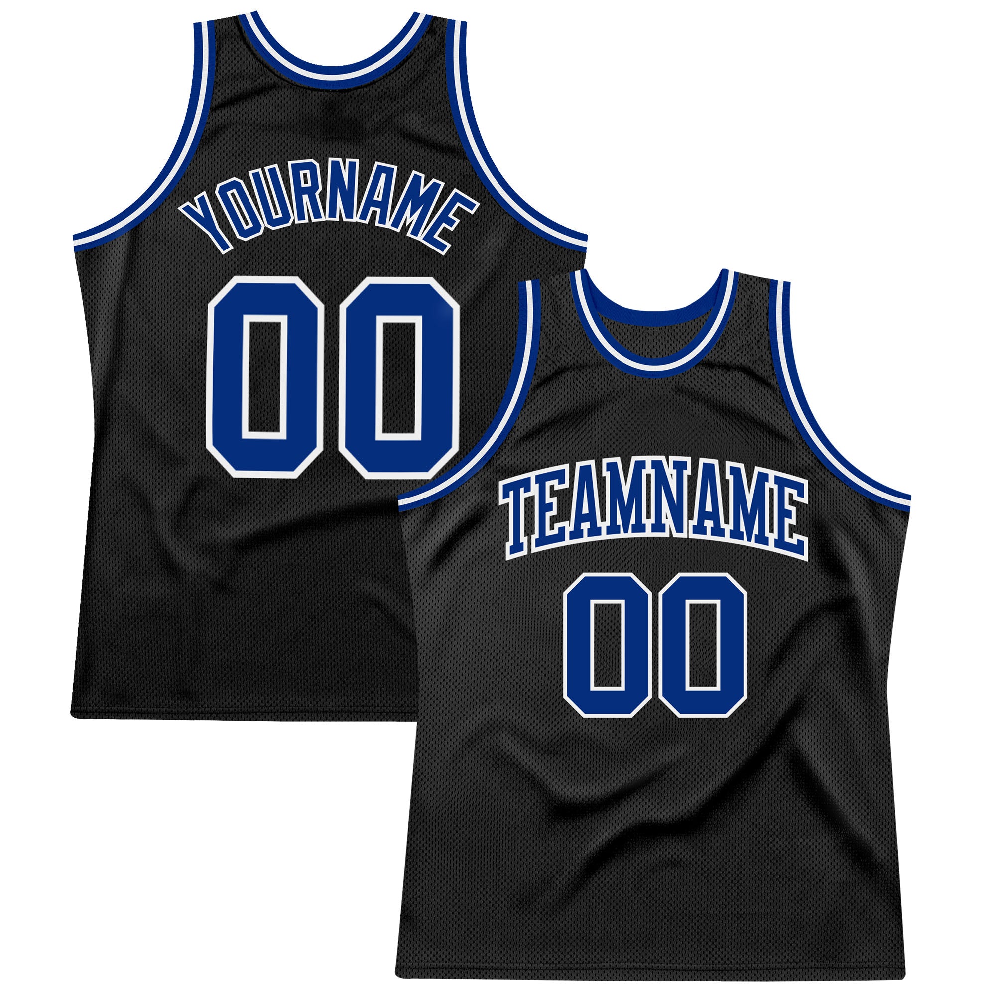 Custom Black Royal-White Authentic Throwback Basketball Jersey Custom Black White Authentic Throwback Basketball Jersey - Royal Design Custom Black Royal-White Authentic Throwback Basketball - Image 1