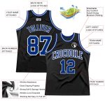 Custom Black White Authentic Throwback Basketball Jersey - Royal Design Custom Black Royal-White Authentic Throwback Basketball - Image 2