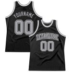 Custom Basketball Jersey - Authentic Black Gray Silver White Throwback Design Custom Black Silver Gray-White Authentic Throwback