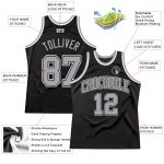 Custom Basketball Jersey - Authentic Black Gray Silver White Throwback Design Custom Black Silver Gray-White Authentic Throwback - Image 2