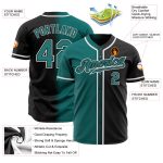 Custom Black Teal White Authentic Fade Baseball Jersey for Men - Fashion Sportswear Custom Black Teal-White Authentic Fade - Image 2