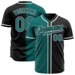 Custom Black Teal White Authentic Fade Baseball Jersey for Men - Fashion Sportswear Custom Black Teal-White Authentic Fade