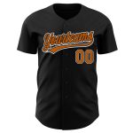Custom Black Texas Orange White Baseball Jersey - Authentic Team Apparel Custom Black Texas Orange-White Authentic Baseball - Image 2