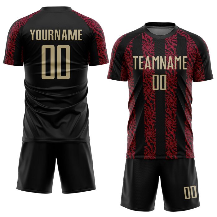Personalized Black Vegas Gold Red Soccer Jersey - Custom Sublimation Uniform Custom Black Vegas Gold-Red Sublimation Soccer - Image 2