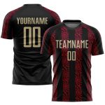 Personalized Black Vegas Gold Red Soccer Jersey - Custom Sublimation Uniform Custom Black Vegas Gold-Red Sublimation Soccer